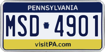 PA license plate MSD4901