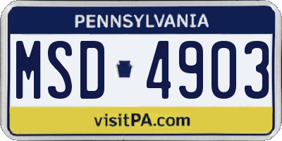 PA license plate MSD4903