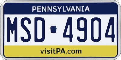 PA license plate MSD4904