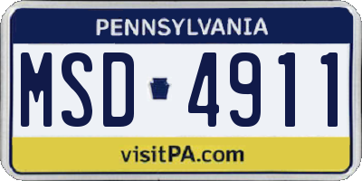 PA license plate MSD4911