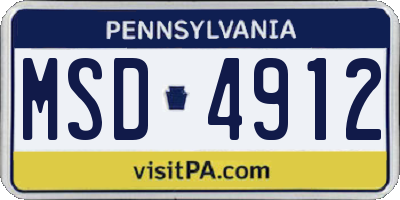 PA license plate MSD4912