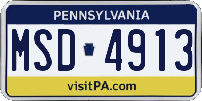 PA license plate MSD4913
