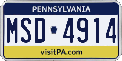 PA license plate MSD4914