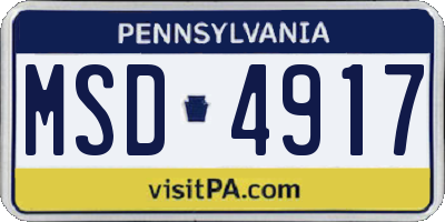 PA license plate MSD4917