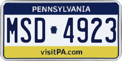PA license plate MSD4923
