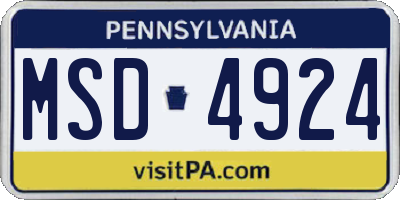 PA license plate MSD4924