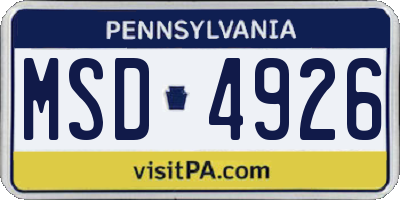PA license plate MSD4926