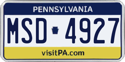 PA license plate MSD4927