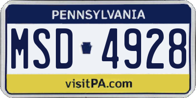 PA license plate MSD4928