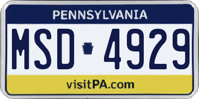 PA license plate MSD4929