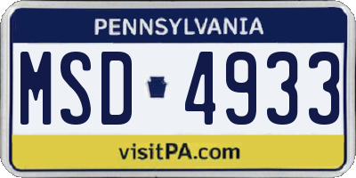PA license plate MSD4933