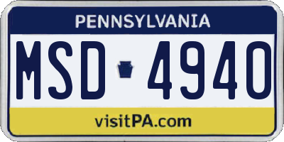 PA license plate MSD4940