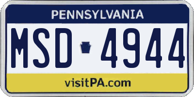 PA license plate MSD4944