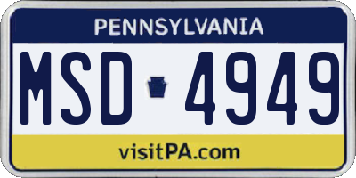 PA license plate MSD4949