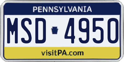PA license plate MSD4950