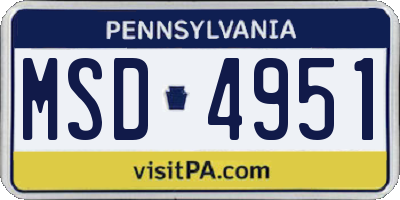 PA license plate MSD4951