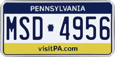 PA license plate MSD4956