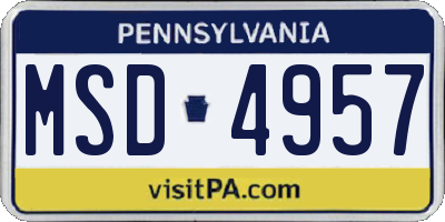 PA license plate MSD4957