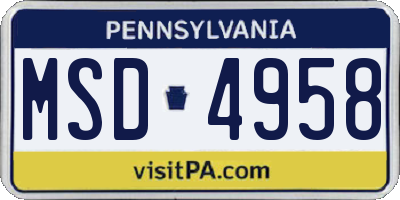PA license plate MSD4958