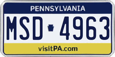 PA license plate MSD4963