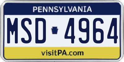 PA license plate MSD4964