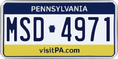 PA license plate MSD4971