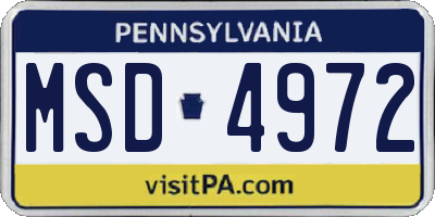 PA license plate MSD4972