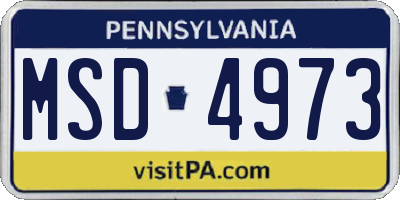 PA license plate MSD4973