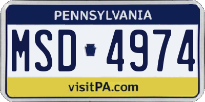PA license plate MSD4974