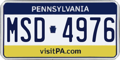 PA license plate MSD4976
