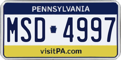 PA license plate MSD4997