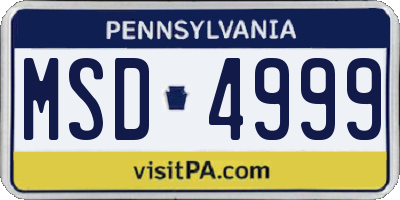 PA license plate MSD4999