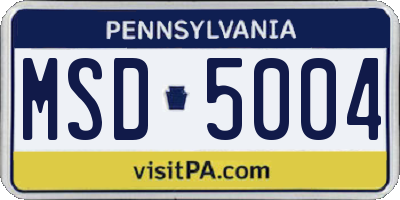 PA license plate MSD5004