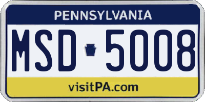 PA license plate MSD5008