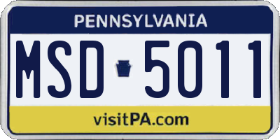 PA license plate MSD5011