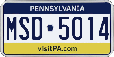 PA license plate MSD5014