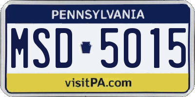 PA license plate MSD5015