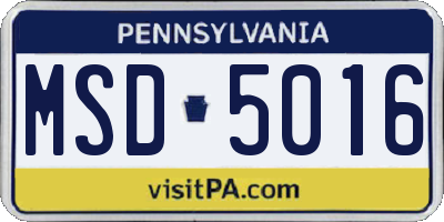 PA license plate MSD5016