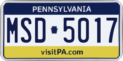 PA license plate MSD5017