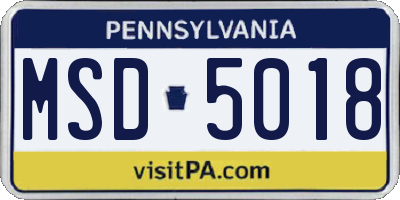 PA license plate MSD5018
