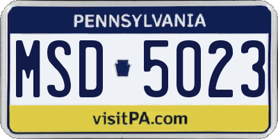 PA license plate MSD5023