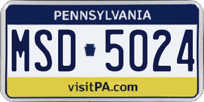 PA license plate MSD5024