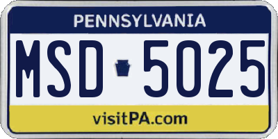 PA license plate MSD5025