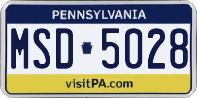 PA license plate MSD5028