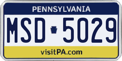 PA license plate MSD5029