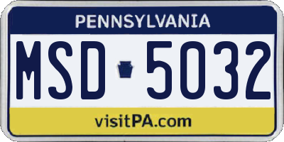 PA license plate MSD5032