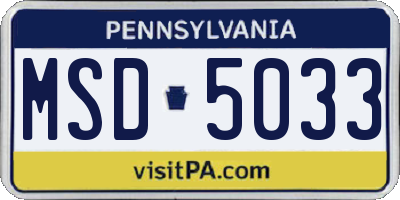 PA license plate MSD5033