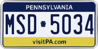 PA license plate MSD5034