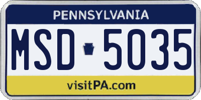 PA license plate MSD5035