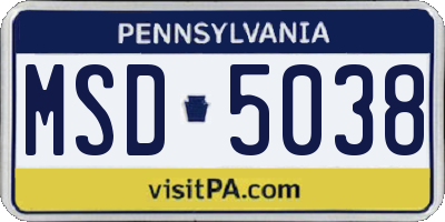 PA license plate MSD5038